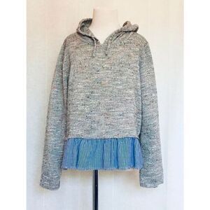 TINSEY Girls L(10/12) Hooded Bouclé Ruffle Trimmed Top